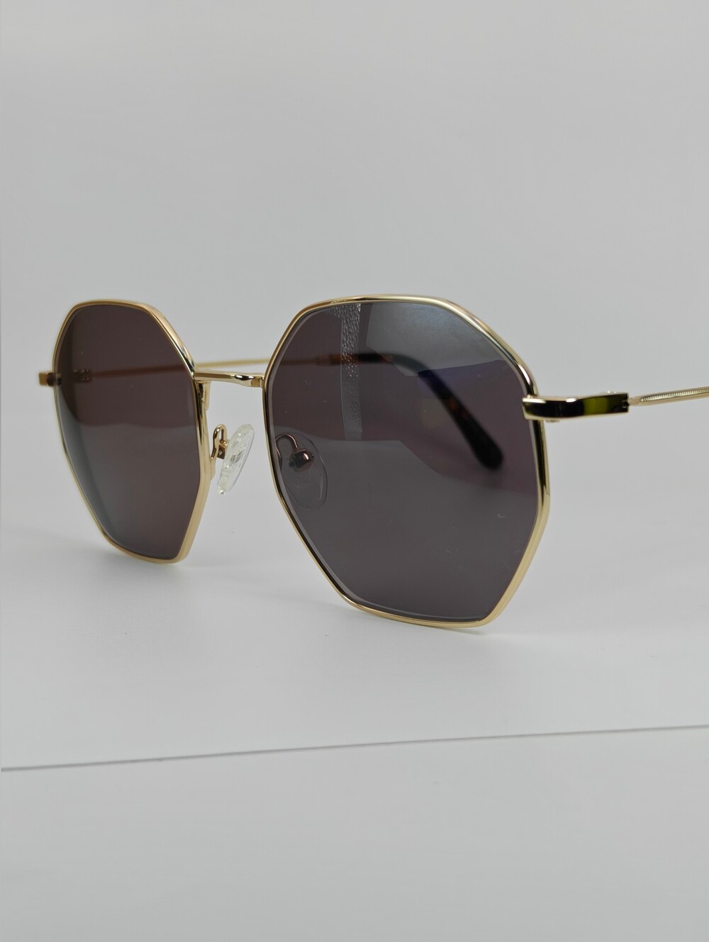 Octave. Gold Frame Black Lens Women's Geometric Sunglasses.